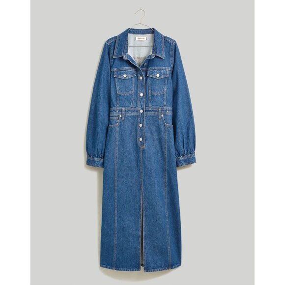Madewell Dresses & Skirts - NWT Madewell Denim Midi Shirtdress in Glissan Wash Heavyweight Jean Dress 14